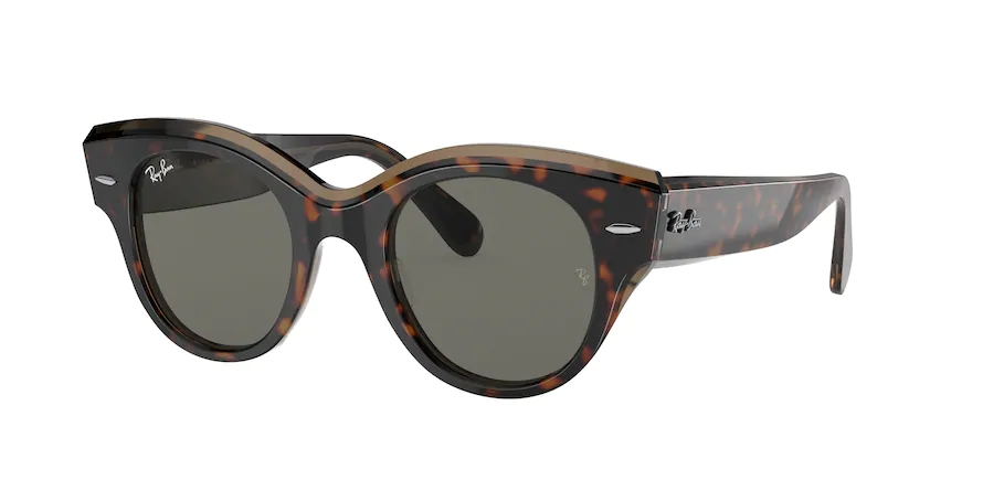 Óculos de Sol Ray-Ban Roundabout RB 2192 1292B1 Dark Grey e Havana on Transparent Brown 47