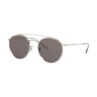 Óculos de Sol Ray-Ban Round double bridge RB 3647NL 9211B1 Lente Dark Grey e aro Silver 51