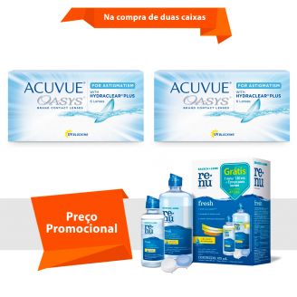 Acuvue Oasys para Astigmatismo com Hydraclear Plus com Renu Fresh