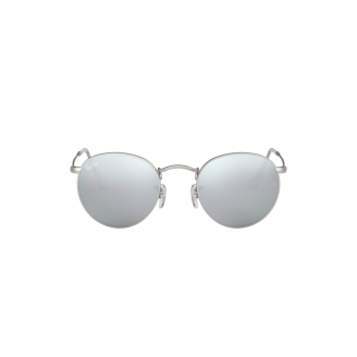 Óculos de Sol Ray-Ban Round RB 3447 Lente Verde Espelhada  Prata e Armação Prata Fosco 50