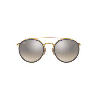 Óculos de Sol Ray-Ban Round Duble Bridge RB 3647N 001-9U Marron degradê Espelhada Prata e Dourado 51