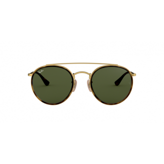 Óculos de Sol Ray-Ban Round Duble Bridge RB 3647N 001 Verde escuro e Dourado 51