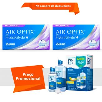 Air Optix plus HydraGlyde Multifocal com Renu Fresh