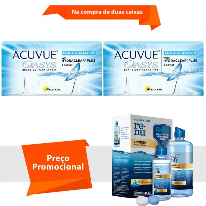 Acuvue Oasys para Astigmatismo com Hydraclear Plus com Renu Advanced