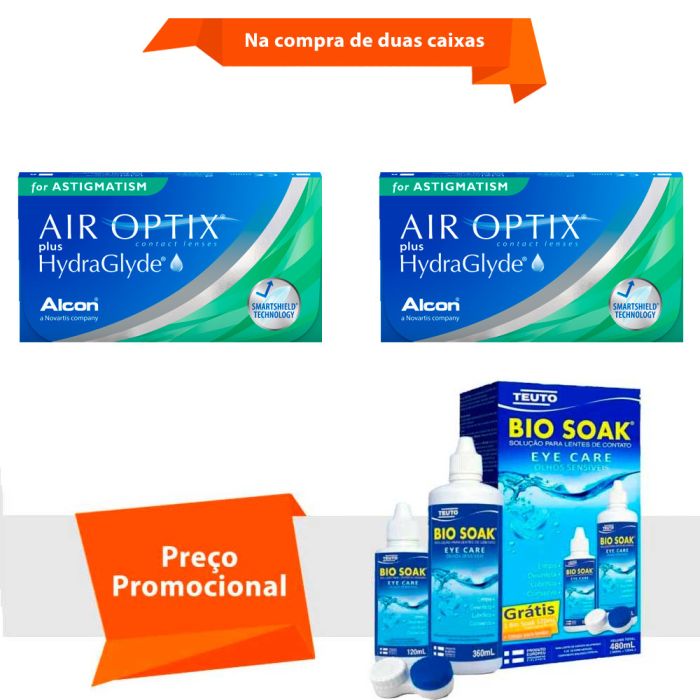 Air Optix Plus HydraGlyde para Astigmatismo com Bio Soak