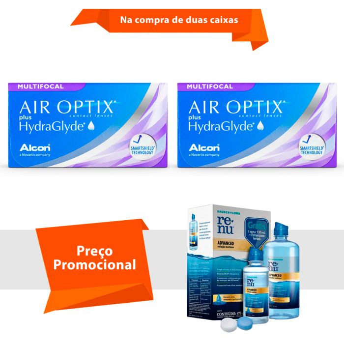 Air Optix plus Hydraglyde Multifocal com Renu Advanced