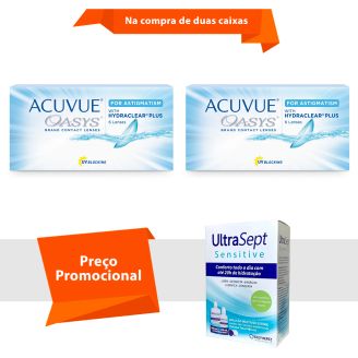 Acuvue Oasys para Astigmatismo com Hydraclear Plus e Ultrasept Sensitive