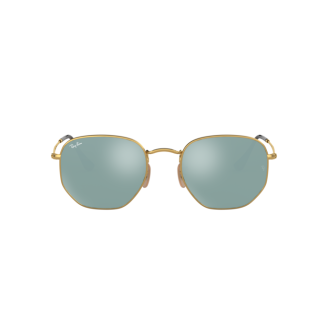 Óculos de Sol Ray-Ban Hexagonal RB 3548N 001/30 Verde Espelhada Prata e Dourado 51