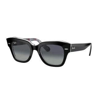 Óculos de Sol Ray-Ban State Street RB 2186 13183A Cinza degrade e Preto / Xadrez interno 49