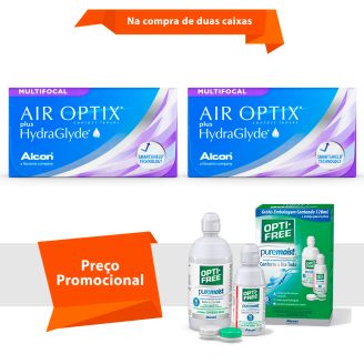 Air Optix plus HydraGlyde Multifocal com Opti Free