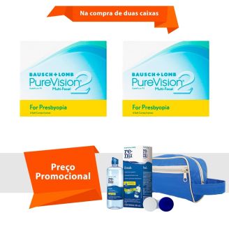 Purevision 2 Multifocal para Presbiopia com Kit Renu Fresh