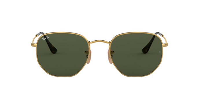 Óculos de Sol Ray-Ban Hexagonal RB 3548NL 001 Verde escuro e Armação Dourada 54