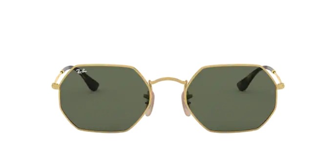 Óculos de Sol Ray-Ban Octagonal RB 3556N 001 Verde e Dourado 53